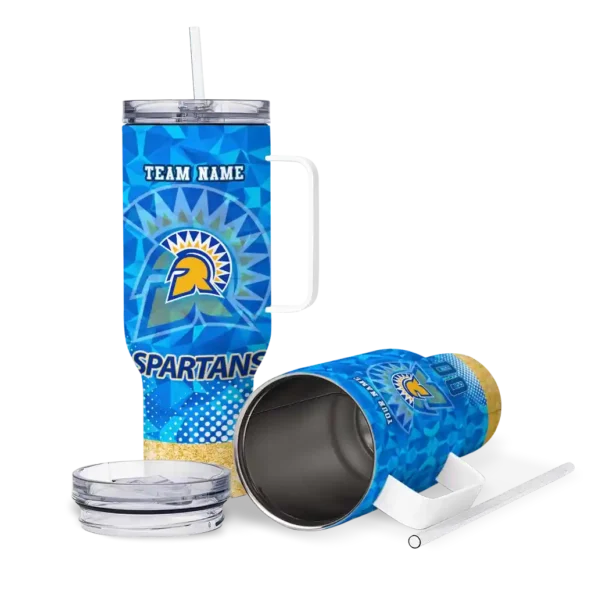 custom san jose state spartans geometric prism blue curved tumbler high quality.webp