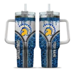 custom san jose state spartans leopard zipper blue curved tumbler best selling.webp