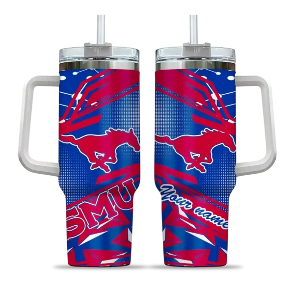 custom smu mustangs abstract paths blue curved tumbler best selling.webp