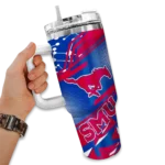 custom smu mustangs abstract paths blue curved tumbler best selling.webp