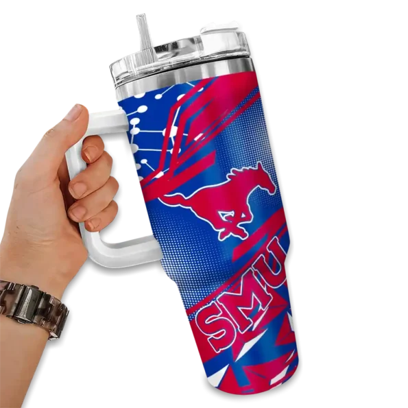custom smu mustangs abstract paths blue curved tumbler fashion forward.webp