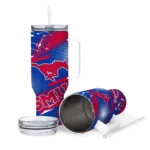 custom smu mustangs abstract paths blue curved tumbler best selling.webp