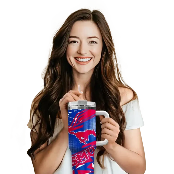 custom smu mustangs abstract paths blue curved tumbler premium grade.webp