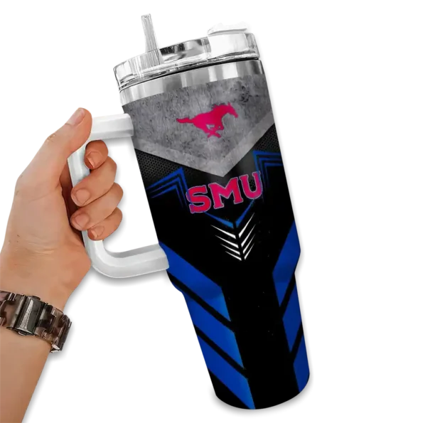 custom smu mustangs arrow armor blue black curved tumbler fashion forward.webp