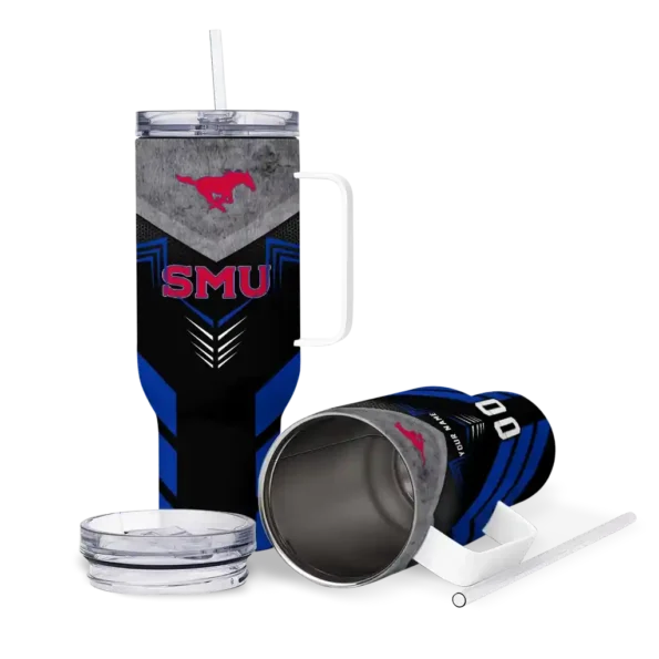 custom smu mustangs arrow armor blue black curved tumbler high quality.webp