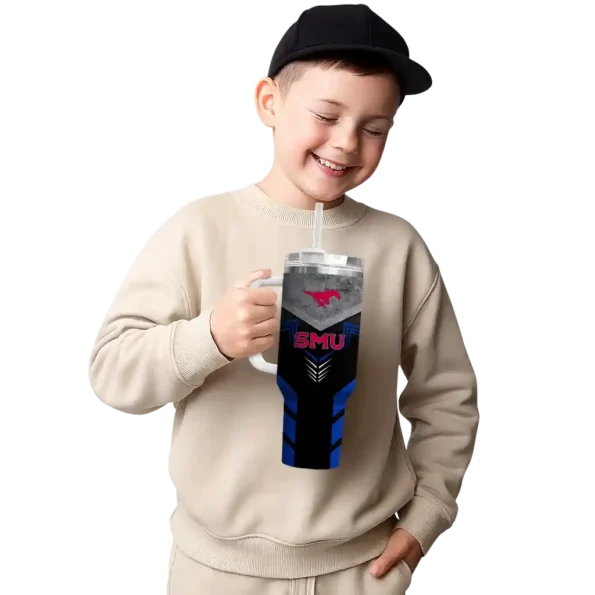 custom smu mustangs arrow armor blue black curved tumbler latest model.webp