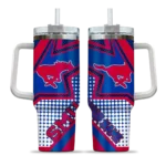 custom smu mustangs arrow burst blue curved tumbler best selling.webp
