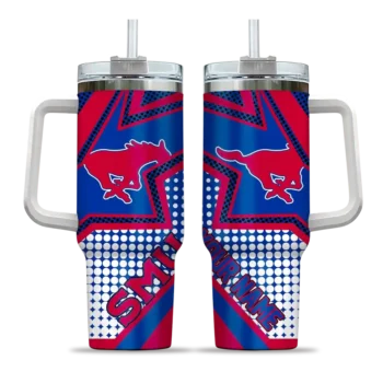 custom smu mustangs arrow burst blue curved tumbler best selling.webp