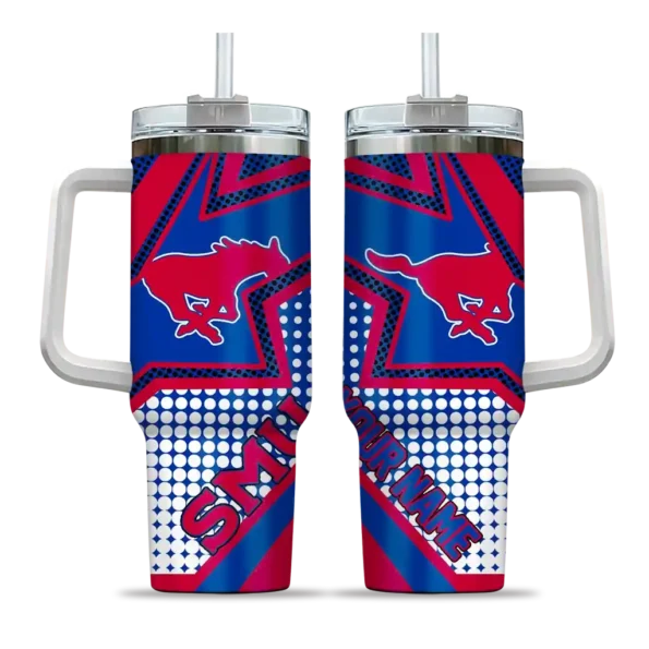 custom smu mustangs arrow burst blue curved tumbler best selling.webp