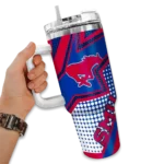 custom smu mustangs arrow burst blue curved tumbler best selling.webp