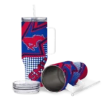 custom smu mustangs arrow burst blue curved tumbler best selling.webp