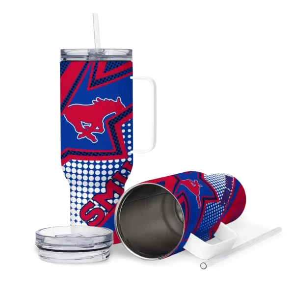 custom smu mustangs arrow burst blue curved tumbler high quality.webp