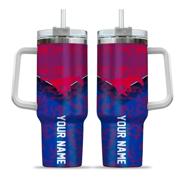 custom smu mustangs chevron stripe blue curved tumbler best selling.webp