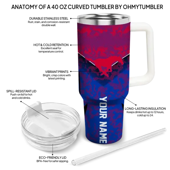 custom smu mustangs chevron stripe blue curved tumbler new arrival.webp