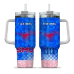 custom smu mustangs geometric prism blue curved tumbler best selling.webp