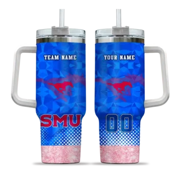 custom smu mustangs geometric prism blue curved tumbler best selling.webp