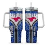 custom smu mustangs leopard zipper blue curved tumbler best selling.webp
