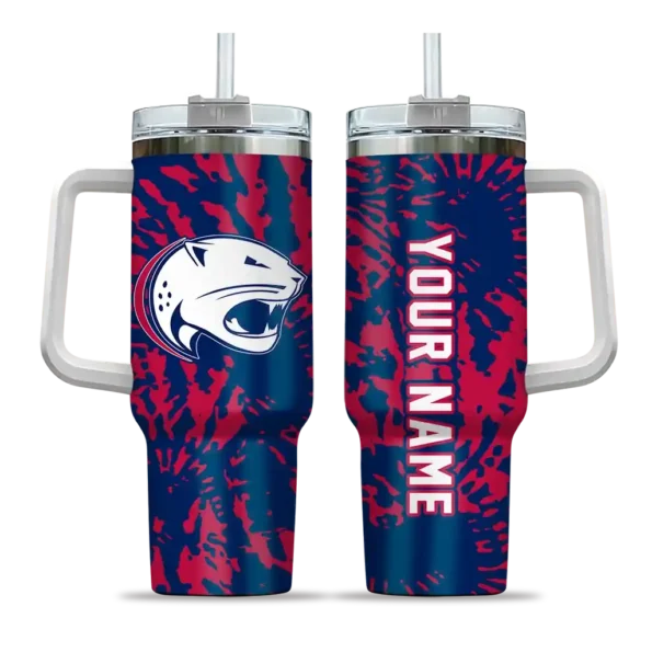custom south alabama jaguars burst swirl blue curved tumbler best selling.webp