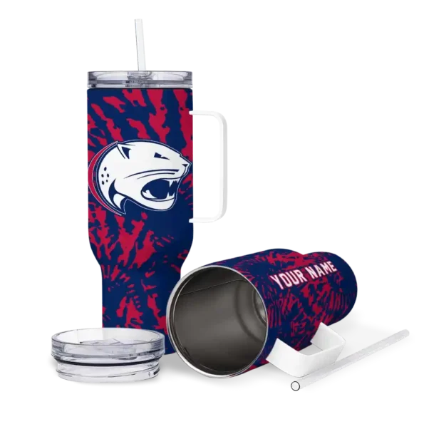 custom south alabama jaguars burst swirl blue curved tumbler high quality.webp