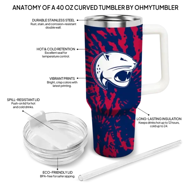 custom south alabama jaguars burst swirl blue curved tumbler new arrival.webp