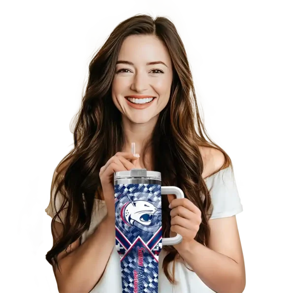 custom south alabama jaguars chevron angle blue curved tumbler premium grade.webp
