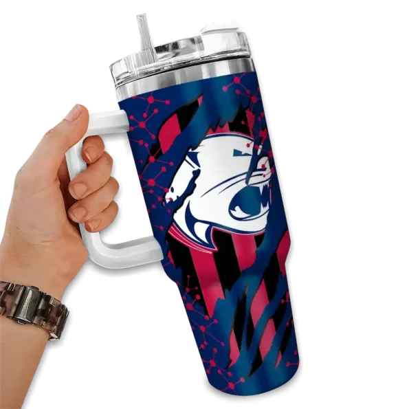 custom south alabama jaguars claw cut blue black curved tumbler fashion forward.webp