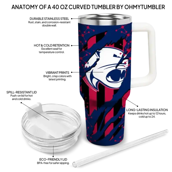 custom south alabama jaguars claw cut blue black curved tumbler new arrival.webp