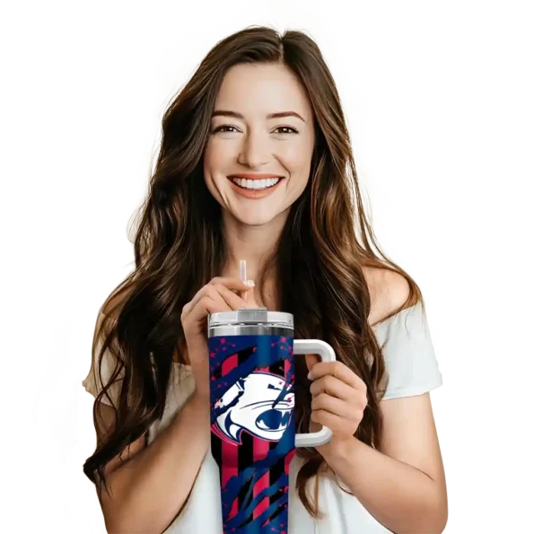 custom south alabama jaguars claw cut blue black curved tumbler premium grade.webp