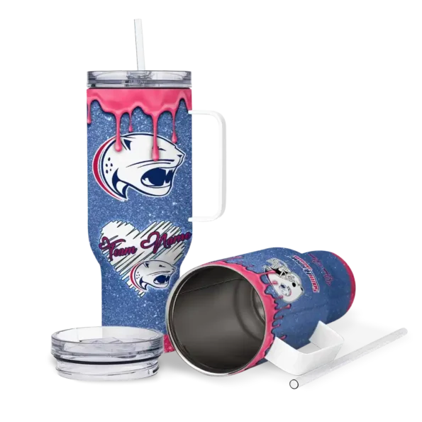 custom south alabama jaguars heart helmet motif blue curved tumbler high quality.webp