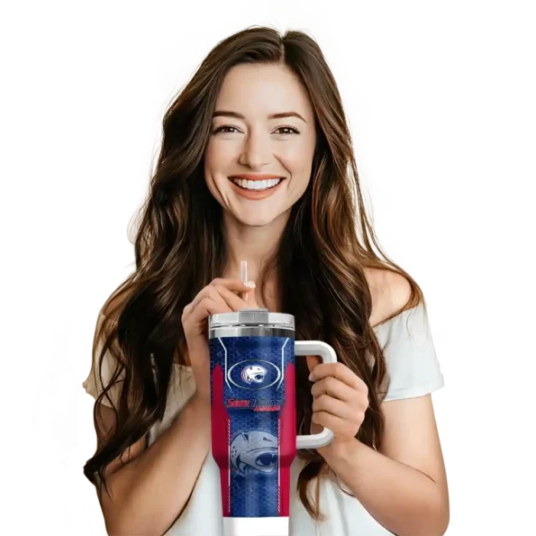 custom south alabama jaguars hexagon armor blue curved tumbler premium grade.webp
