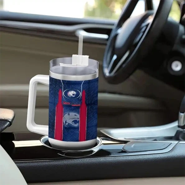 custom south alabama jaguars hexagon armor blue curved tumbler trendy.webp