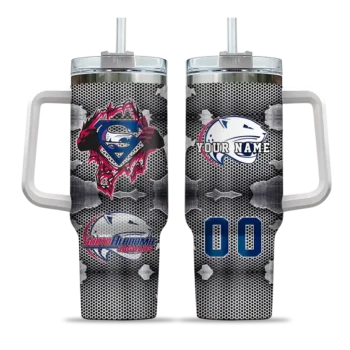 custom south alabama jaguars superman shield blue gray curved tumbler best selling.webp