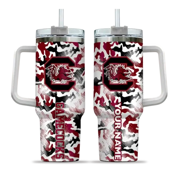 custom south carolina gamecocks camo mashup garnet white curved tumbler best selling.webp