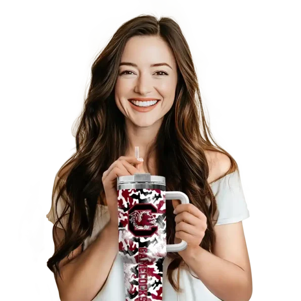 custom south carolina gamecocks camo mashup garnet white curved tumbler premium grade.webp