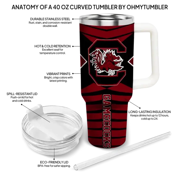 custom south carolina gamecocks chevron layers garnet curved tumbler new arrival.webp