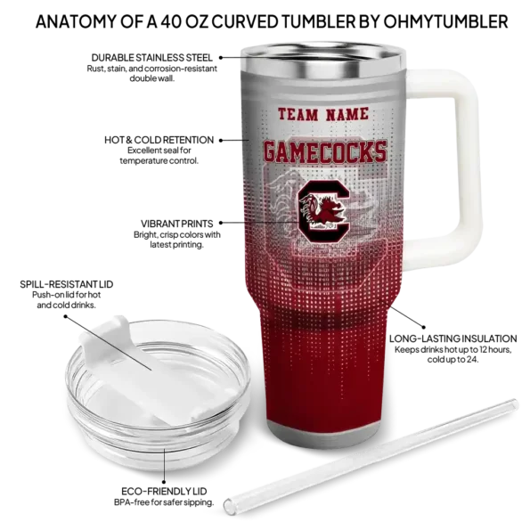 custom south carolina gamecocks gradient dots garnet curved tumbler new arrival.webp
