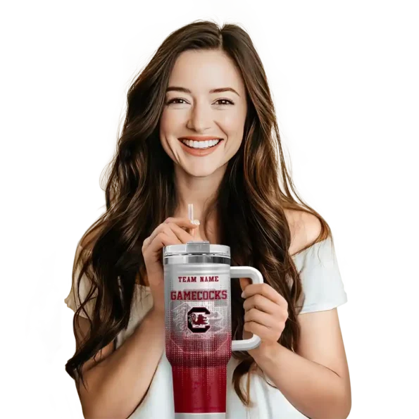 custom south carolina gamecocks gradient dots garnet curved tumbler premium grade.webp