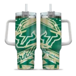 custom south florida bulls abstract paths green curved tumbler best selling.webp