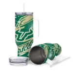 custom south florida bulls abstract paths green curved tumbler best selling.webp