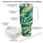 custom south florida bulls abstract paths green curved tumbler best selling.webp