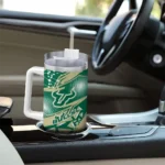 custom south florida bulls abstract paths green curved tumbler best selling.webp