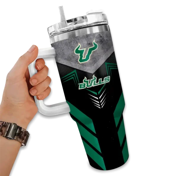 custom south florida bulls arrow armor green black curved tumbler fashion forward.webp