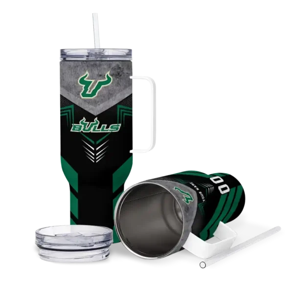 custom south florida bulls arrow armor green black curved tumbler high quality.webp