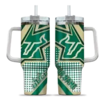 custom south florida bulls arrow burst green curved tumbler best selling.webp