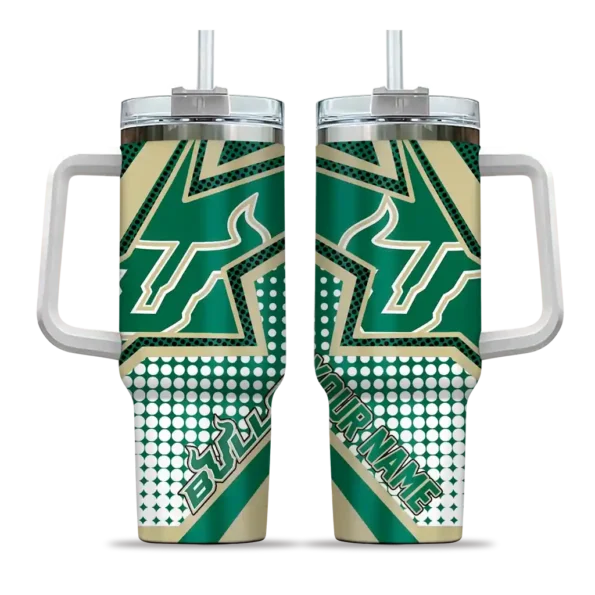 custom south florida bulls arrow burst green curved tumbler best selling.webp