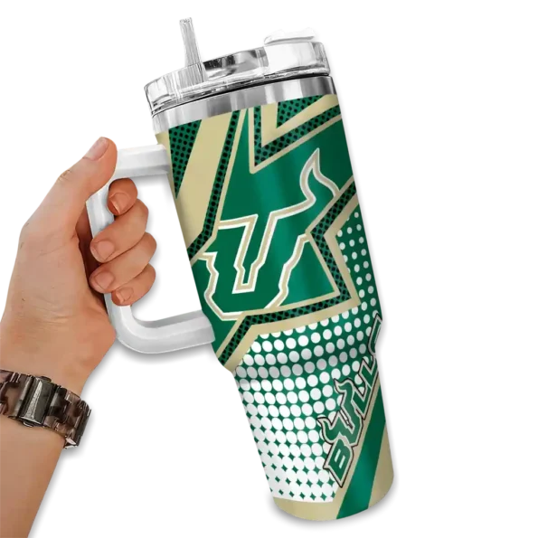 custom south florida bulls arrow burst green curved tumbler fashion forward.webp
