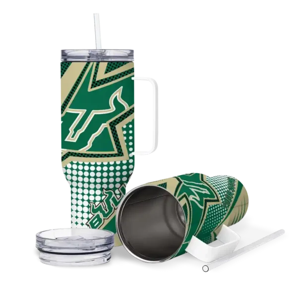 custom south florida bulls arrow burst green curved tumbler high quality.webp