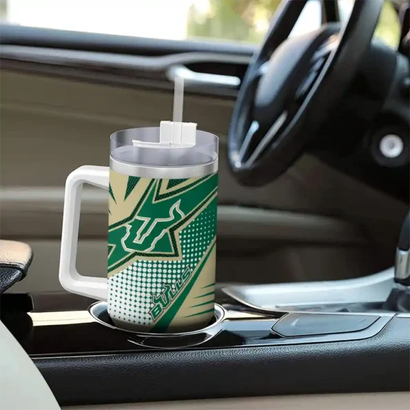 custom south florida bulls arrow burst green curved tumbler trendy.webp