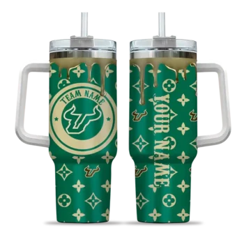 custom south florida bulls bullseye drips green curved tumbler best selling.webp