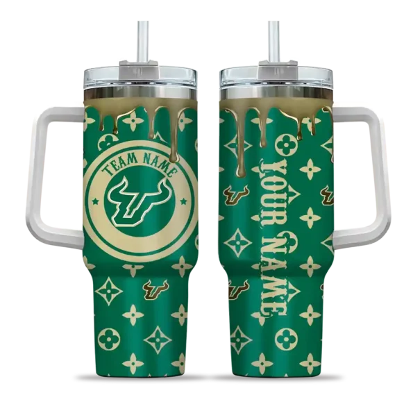 custom south florida bulls bullseye drips green curved tumbler best selling.webp